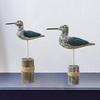 2Pcs Sea Bird Figurine Wooden Sculptures Decorative Figures Gift Desktop Ornaments for Patio Balcony