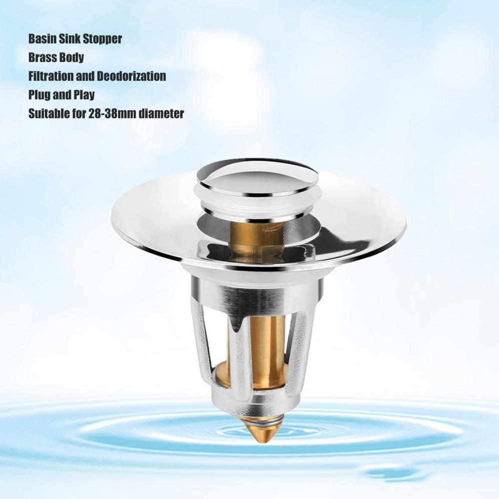 Brass Sink Drain Stopper Stainless Steel Basin Drain Filter Bounce Core Stopper Shower Drain