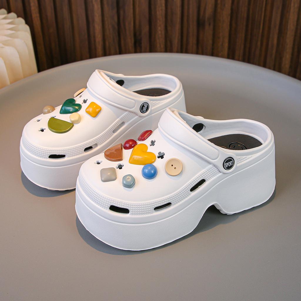 Мода Модные сандалии Diy на толстой платформе для женщин 2024 года, летние пляжные тапочки с толстой подошвой, женские нескользящие тапочки для сада на открытом воздухе