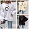 Heart Print Pullover Sweatshirt, Casual Long Sleeve Crew Neck Sweatshirt For Spring & Fall, Women's Clothing