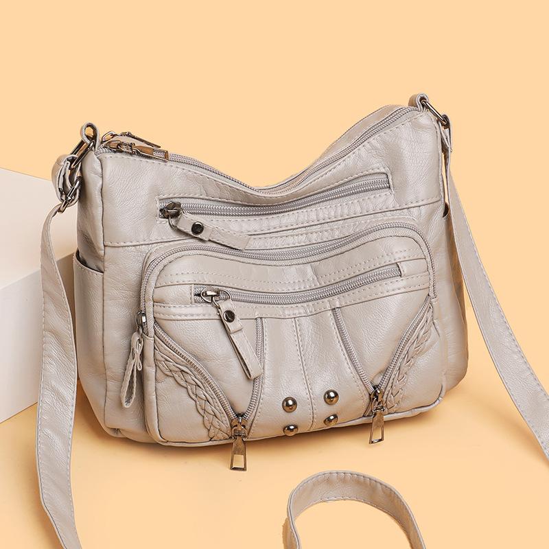 Женская сумка из мягкой кожи, многослойная, простая, через плечо, сумка через плечо, модный женский рюкзак для мам