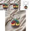 Life Tree Glass Pendant Keychain With Vibrant Line Design For Celebration And Souvenir Use