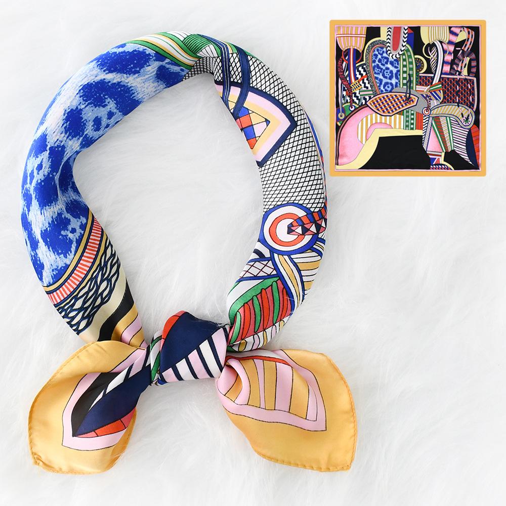Women'S New Fashionable Atmosphere Simulation Silk Scarf Neck Protection Scarf Spring Summer Autumn Square Scarf