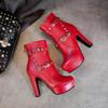 Женские ботильоны на высоком каблуке, осень-зима, новые, в европейском стиле, водонепроницаемые, на толстом каблуке, большие размеры, римские ботильоны