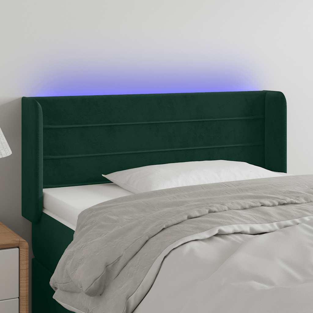 Vidaxl Zagłówek Do Łóżka Z Led, Ciemnozielony, 93X16X78/88 Cm, Aksamit