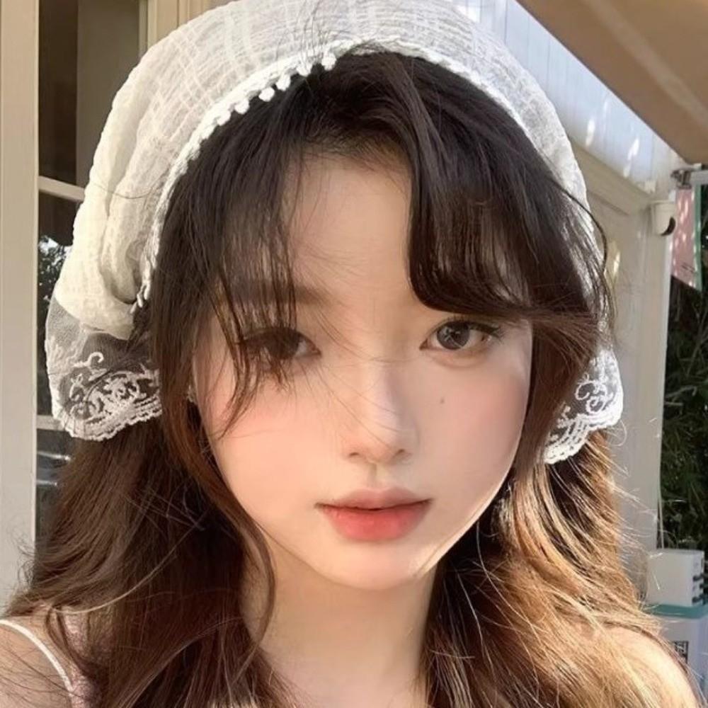 Vintage Lace Scarf Headband Colorful Pastoral Style French-style Hair Scarf Exquisite Korean Style Triangle Headscarf
