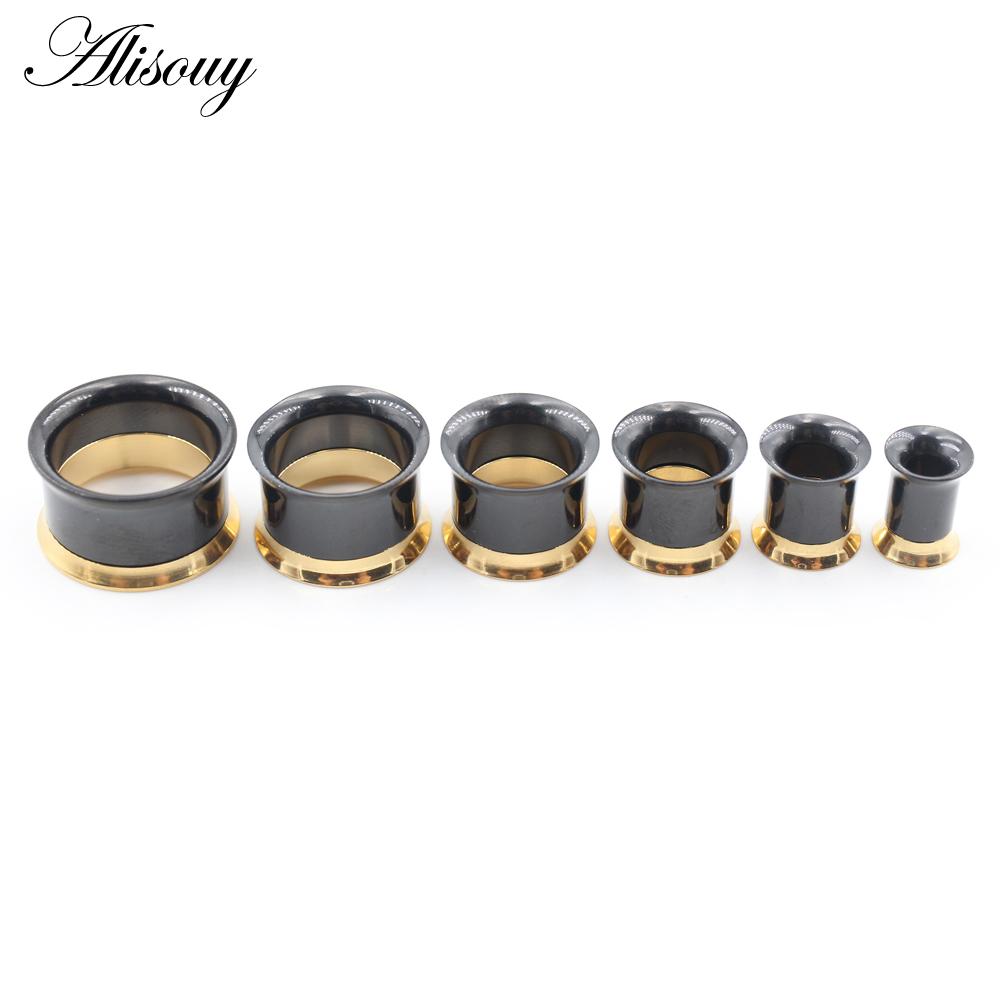 Alisouy 2PC нержавеющая сталь нить полые ушные заглушки для туннеля расширитель растяжитель двойные расклешенные калибры серьги пирсинг ювелирные изделия