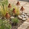 Rusted Iron Flower Outdoor Stake Weather Resistant Curved Petal Stake  Walkway Landscape