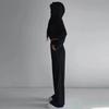 Осенне-зимняя женская мода однотонный повседневный свитер с капюшоном комплект из двух частей женский
