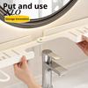 Faucet Storage Rack Foldable Rack, 180 Degree Straight Deployment And 90 Corner Kitchen Sink Caddy Turn Two Installation Way, Durable Carbon