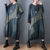 Color Blocking Splicing Denim Dress Women Spring and Autumn Raw Edge Loose Mid-length  Dresses