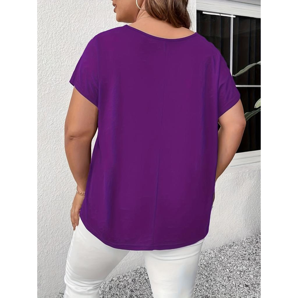 Однотонный короткий рукав с перекрестными бретелями модные элегантные женские топы больших размеров футболка