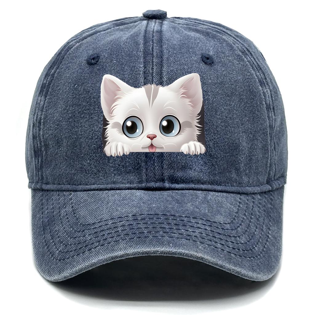 Cute Cat Print Snapback Sun Hat Cat Avatar Woman's Cap Cozy Adjustable Strap Baseball Hat Perfect For Outdoor Accessory