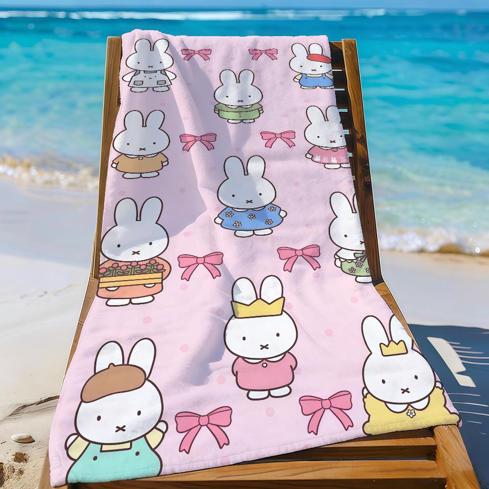 Милый M-Miffy-S Кролик Кавайи Полотенце Спортивное Быстросохнущее Туристическое Снаряжение для Кемпинга Песозащитное Мягкое Легкое Большое Пляжное Полотенце