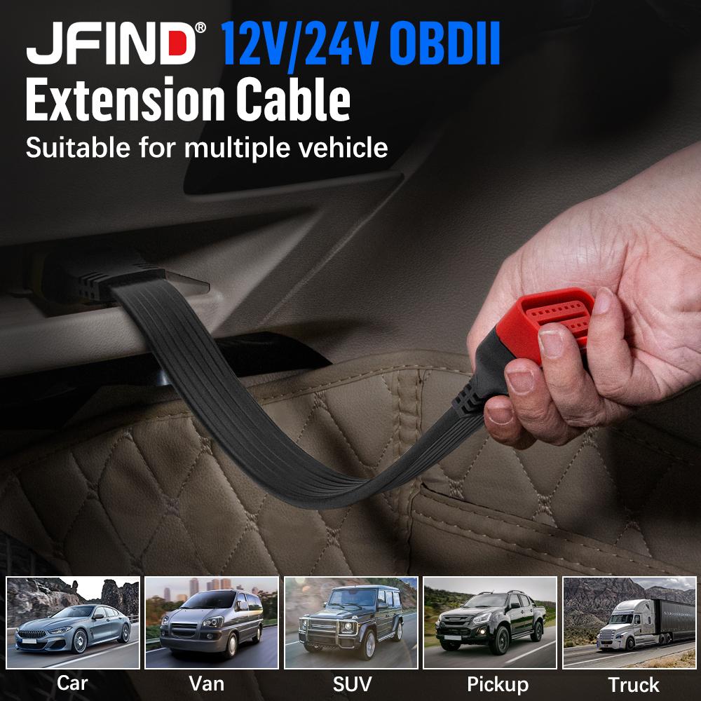JFIND 36CM Male to Female 16PIN OBD Extension Cable