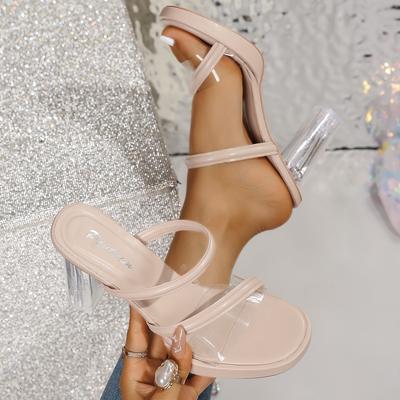 Модные Элегантные Улучшенные Прозрачные Туфли-Босоножки на Высоком Каблуке для Женщин, Летний Уличный Новый Стиль, Элегантные Сексуальные Хрустальные Туфли на Толстом Каблуке