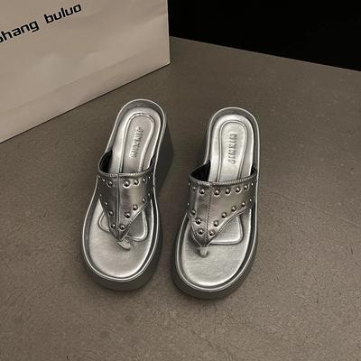 Модные летние женские тапочки на толстой подошве, модные элегантные туфли на платформе с застежкой-молнией, на танкетке, женские повседневные пляжные сандалии для отдыха на открытом воздухе