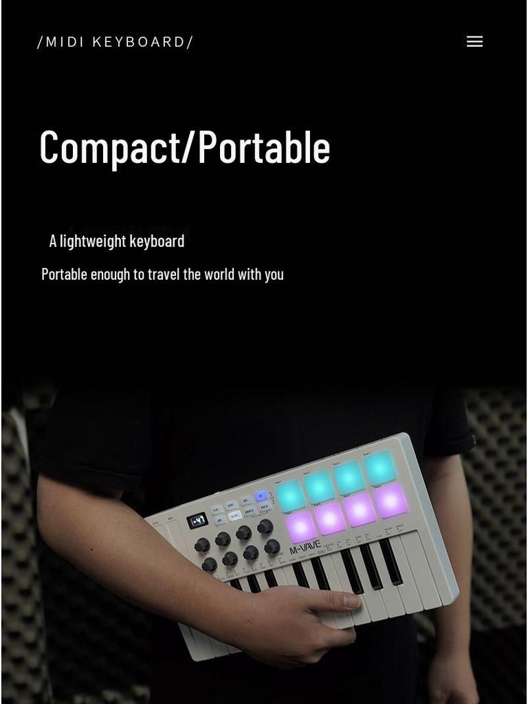 SMK-25 Portable MIDI Keyboard Controller with RGB Drum Pads