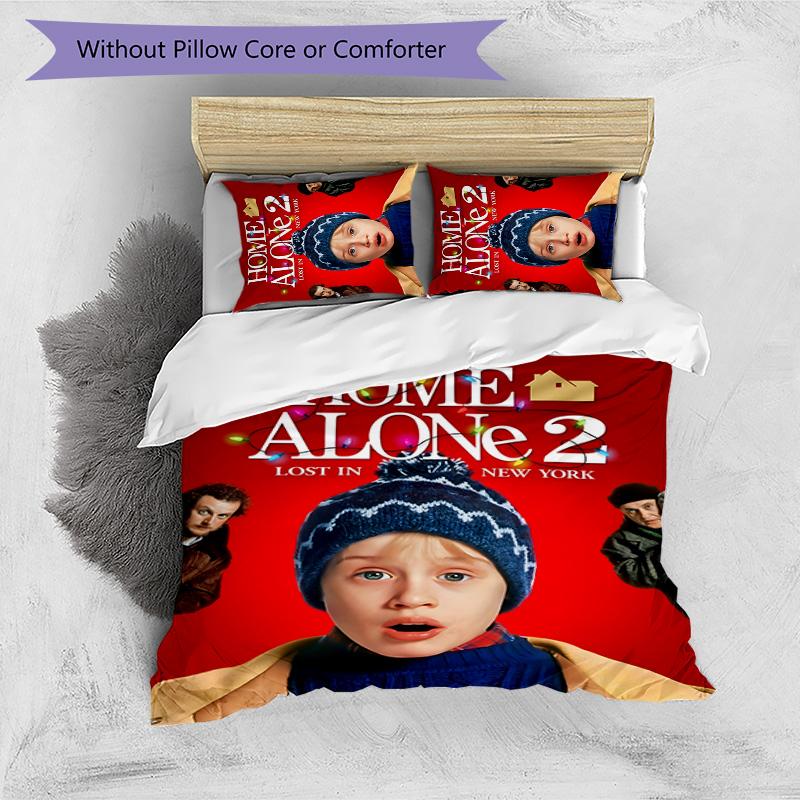 Home Alone 3pcs Bedding Set Duvet Cover Closure Includes 1 Duvet Cover & 2 Pillowcases for All Seasons Bedroom Home Dorm Decor