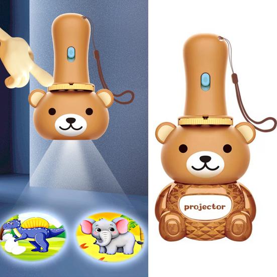Детский игрушечный фонарик с проекцией в форме медведя с 24 узорами для раннего обучения, обучающая интерактивная игрушка в подарок
