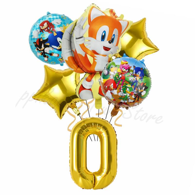 6Pcs Cartoon Hedgehog Balloons Sonic Theme Birthday Party Decoration Balloons For Boys Children Baby Bath Toys