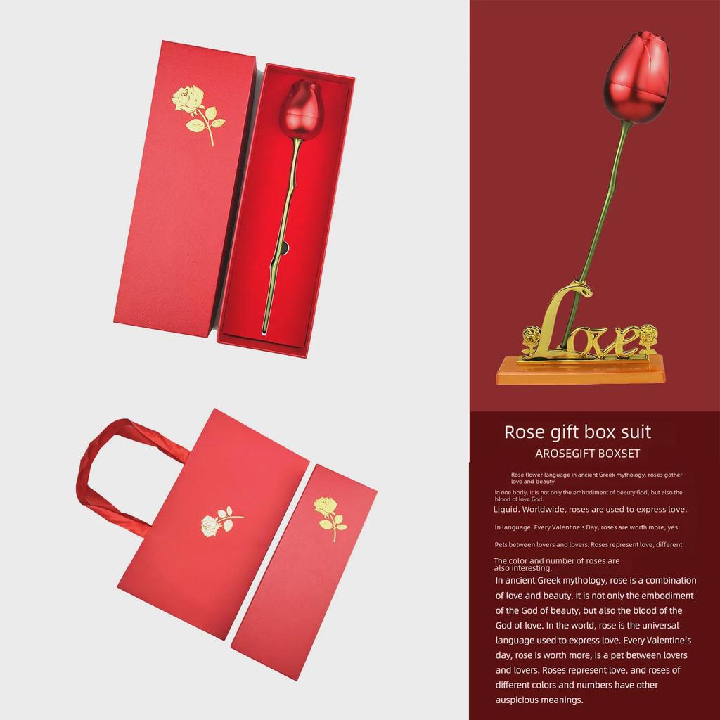 Rose Gift Box: Necklace, Ring, and Everlasting Soap Flower Packaging