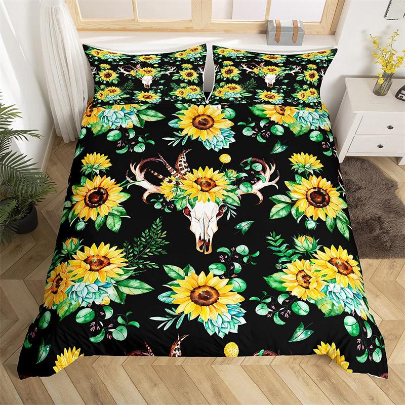 Комплект постельного белья с изображением животных из фермы, односпальный комплект постельного белья King Queen Bohemian Mandala из микрофибры с изображением оленя и быка, черепа коровы