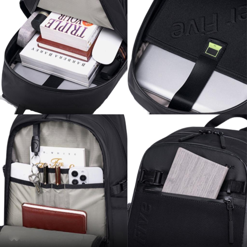 Black Urban Backpack for Active Youth, 23 , Waterproof, for a 15.6" Laptop, Travel. Super Five Fb699 Black