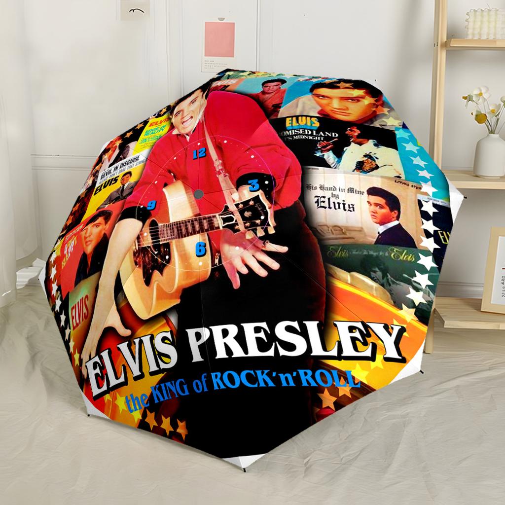 Elvis Presley's Comeback Special Portable Automatic Umbrella Compact Durable 8 Rib Design Durable Plastic Iron All Season Umbrella for Travel