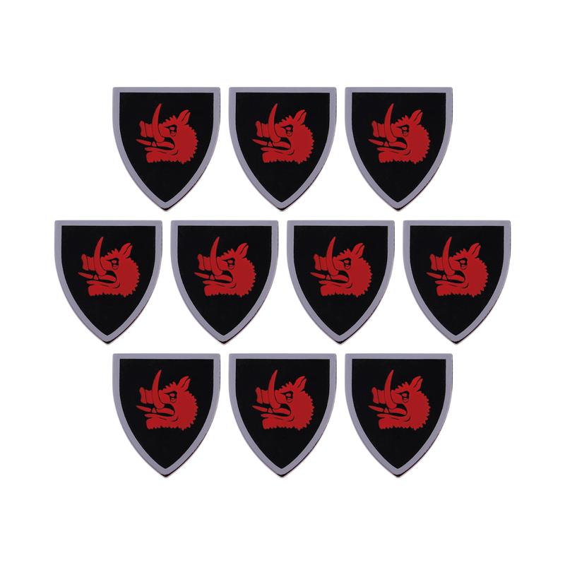 MOC Средневековый Военный Замок Оружие Римский Рыцарь Шлем Щит Аксессуары Строительные Блоки Зеленый Дракон Лев Крестоносец Кирпичи Игрушка