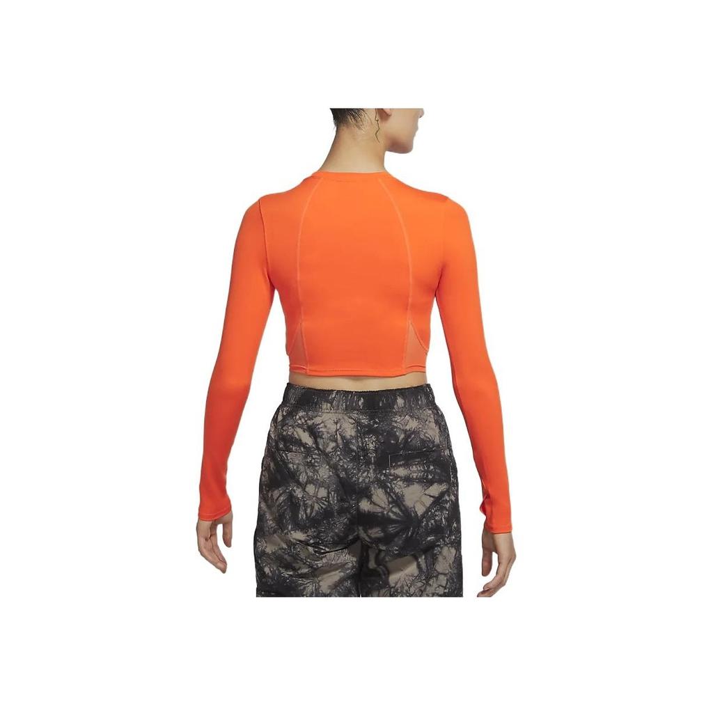 Jordan Solid Color Logo Print Crew Neck Long Sleeve T-Shirt Women Tops Red DQ4397-819