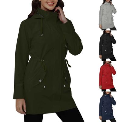 Женская однотонная полосатая дождевик на открытом воздухе плюс водонепроницаемый плащ с капюшоном ветрозащитный