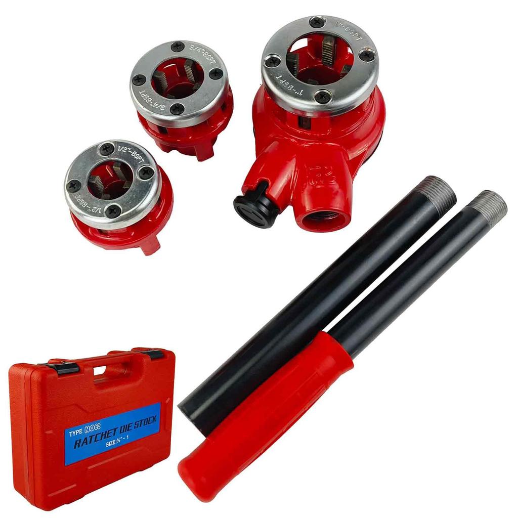 Ручной клупп для нарезания резьбы на трубах Профессиональный инструмент для нарезания резьбы на трубах Труборез для резки и нарезания резьбы Клупп, 1/2' 3/4' 1' Машина, Набор,