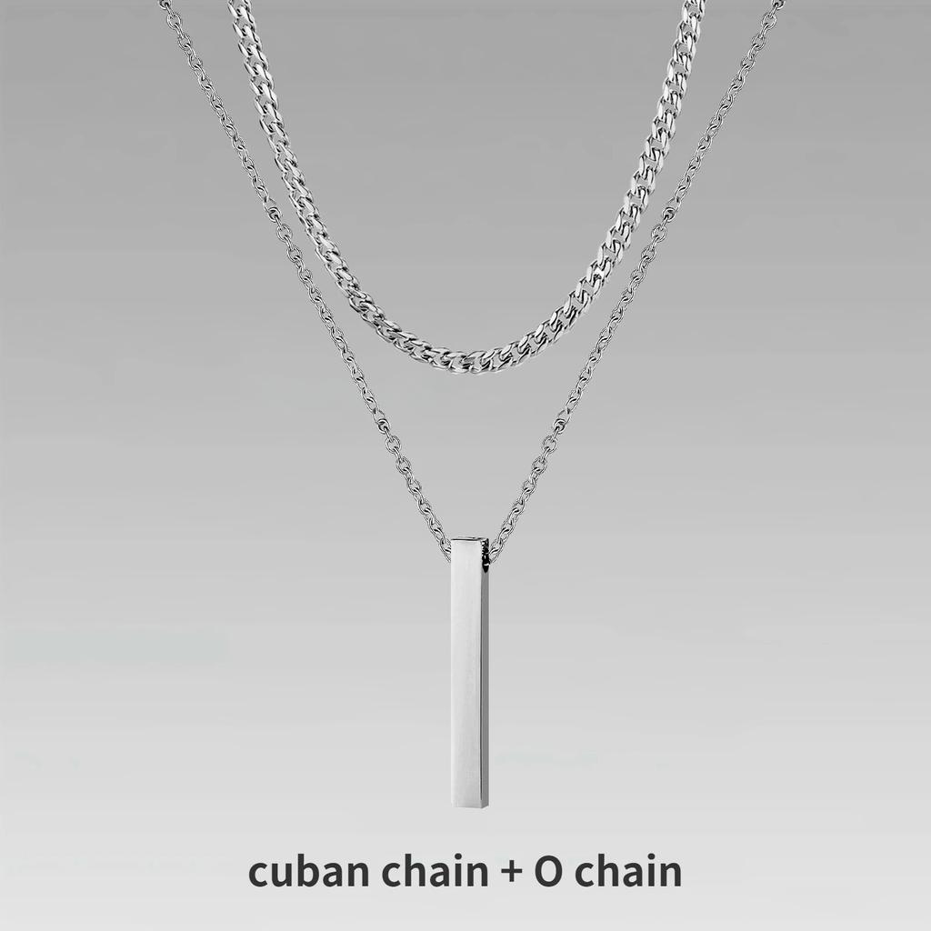 Мужские ожерелья с вертикальными полосками Vnox 3D, многослойная геометрическая подвеска из нержавеющей стали, кубинская цепочка из многослойной пшеничной веревки, ошейник для мальчика
