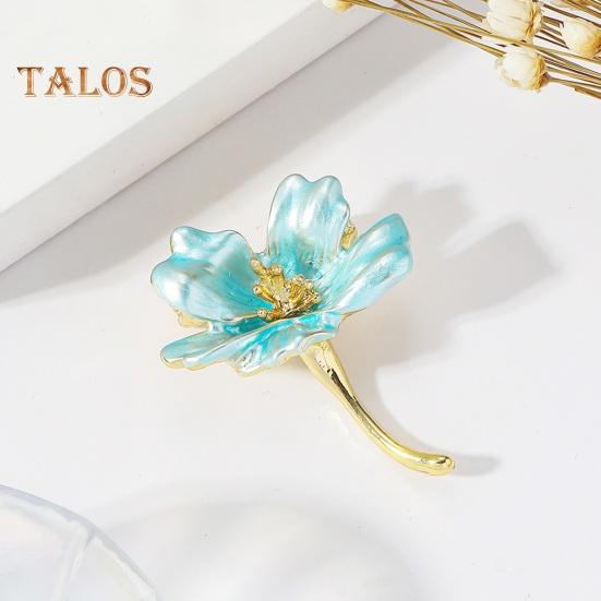 Women Brooch Dripping Oil Flower Cherry Blossom Anti-slip Wear-resistant Suit Coat Collar Hat Scarf Decoration Clothes Pin Prom Party Garment Jewelry