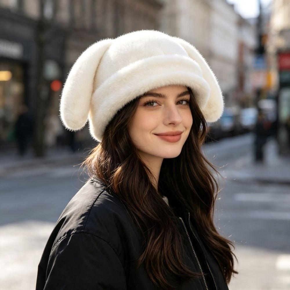 Thickened Fur Winter Hat Ear Protection Plush Hat Warm Bucket Hat Winter