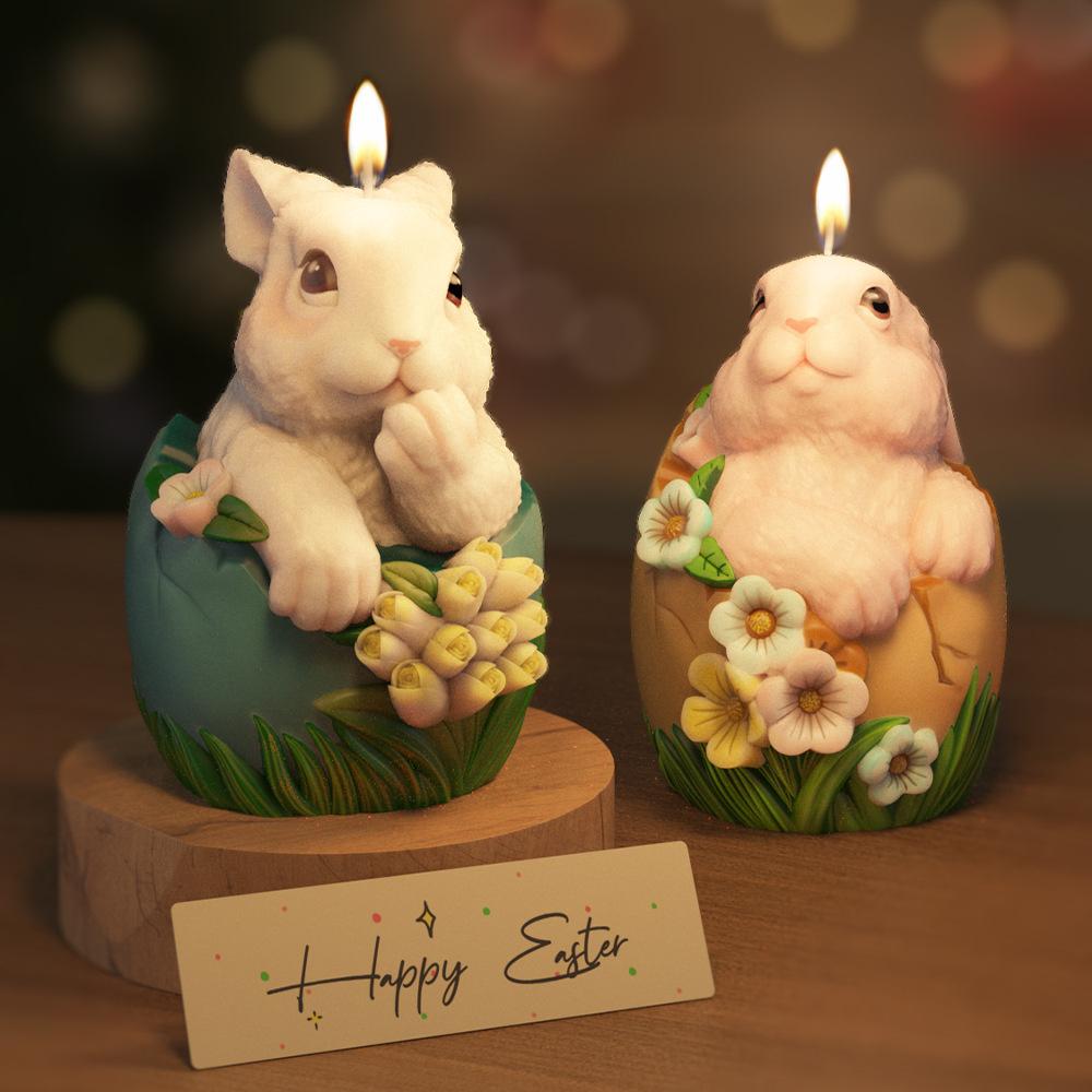 3D Пасхальный Кролик Яйцо Свеча Силиконовая Форма Кролик Смола Гипс Смола Украшения Форма Домашний Декор Подарки Материалы для Изготовления Свечей