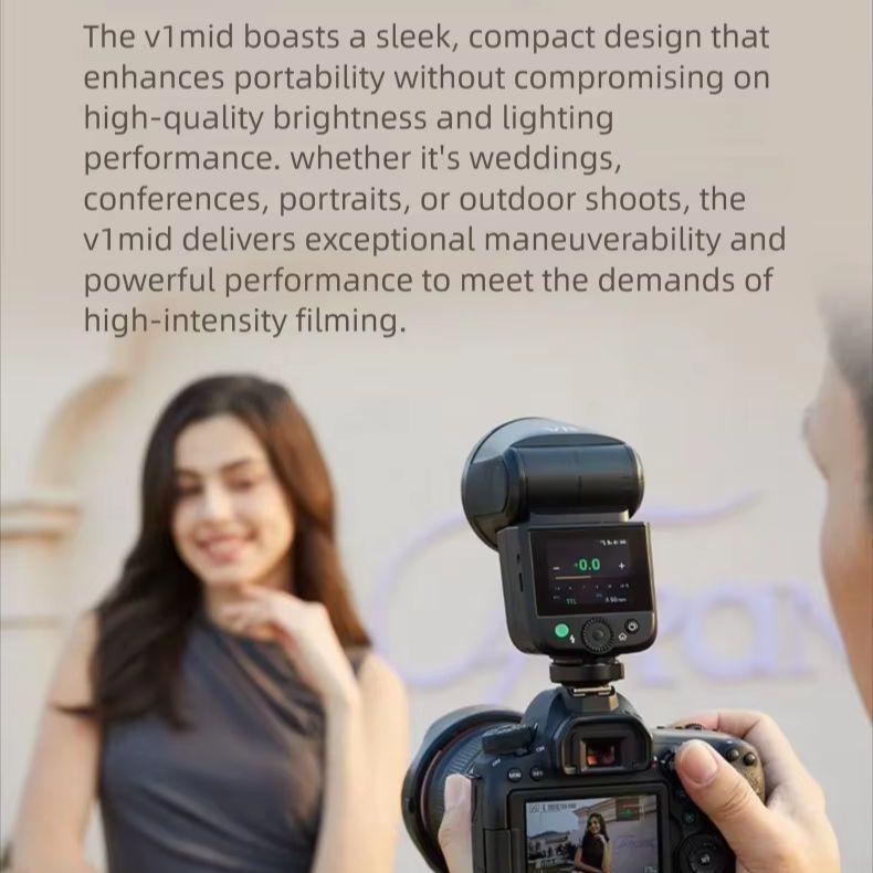 Godox V1MID TTL Camera Flash 55WS Li-ion Round Head Wireless Speedlight for Canon Sony Nikon Olympus Fujifilm DSLR Cameras