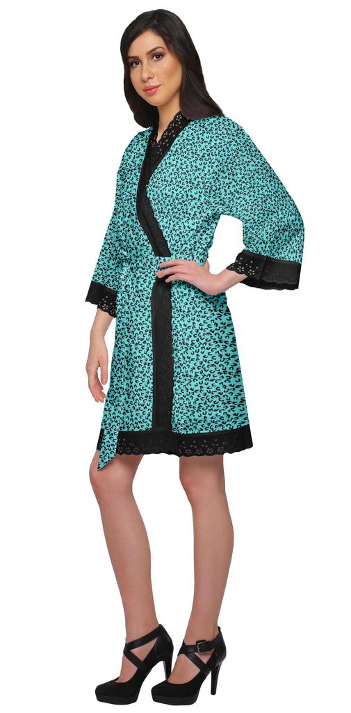 Moomaya Хлопковый набивной халат для женщин Кимоно Готовимся к подружке невестыКружева