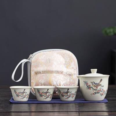 Чайный набор Кунг-фу, полный набор бытовой керамики, печь Гэ, для мероприятий компании и бизнеса, полный набор портативных подарков, сувениры