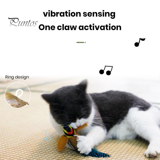 Интерактивные игрушки для кошек, подвесная плюшевая птица, писклявая звуковая имитация птицы, игрушка-дразнилка, игривое развлечение, связь с вашим домашним котенком, щебечущая игрушка для кошек