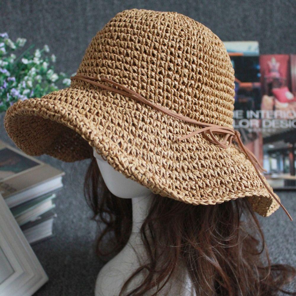 Соломенная шляпа с бантом во французском стиле, широкополая женская шляпа от солнца, модные складные соломенные шляпы для отдыха на природе
