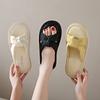Fashion Flip Slippers Women Summer New Outside Wear Round Toe Open Toe Bow Platform Non-slip Casual Flat Beach Sandals