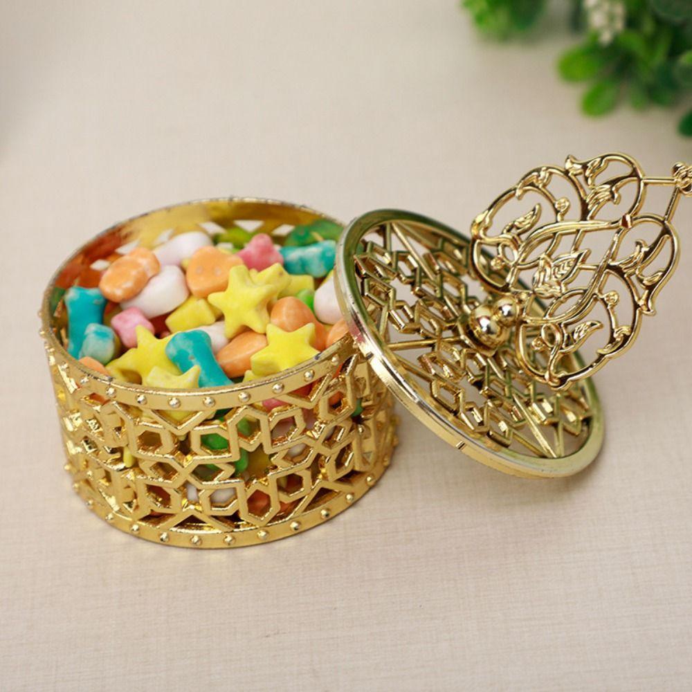Handheld Candy Container Box European Style Packaging Gift Box Portable Gold Hollow Box  Home Decor