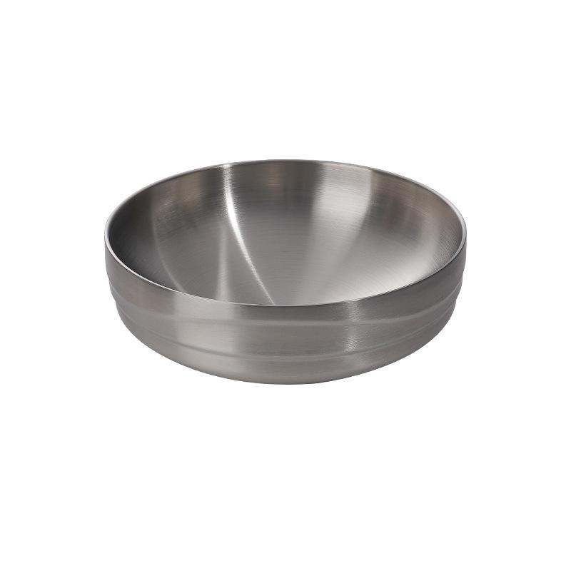 Двухслойная миска для холодной лапши из нержавеющей стали 304 в корейском стиле, большая миска для салата и супа с защитой от ожогов, кухонная утварь