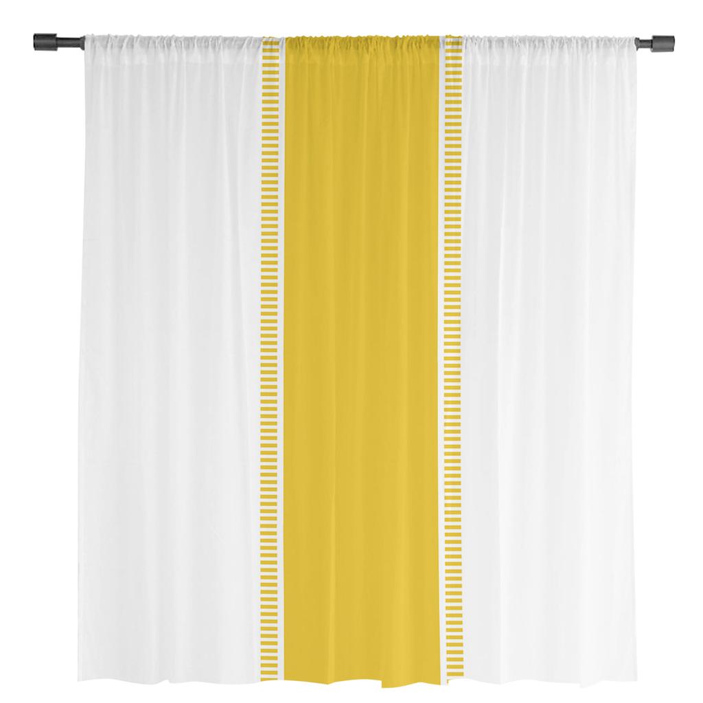 Желтые полосатые текстуры прозрачные шторы для украшения гостиной оконные шторы для кухни тюль вуаль органза шторы