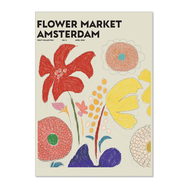 Абстрактные Цветы Рынок Винтаж Акварель Настенная Живопись Холст Картина Скандинавские Плакаты И Принты Настенные Картины Для Декора Гостиной Без Рамки