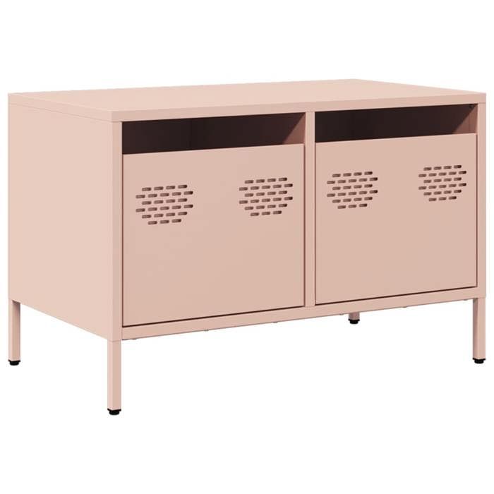 VidaXL Meuble TV rose 68x39x43,5 cm acier laminé à froid, support TV, buffet TV, armoire hifi, banc TV, armoire en métal, 851233