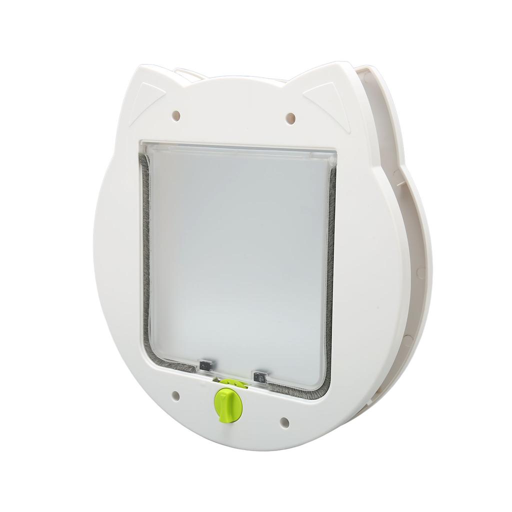 Pet Flap Door 4 Way Locking Noiseless Weather Resistant Cat Door for Bedroom Litter Box White
