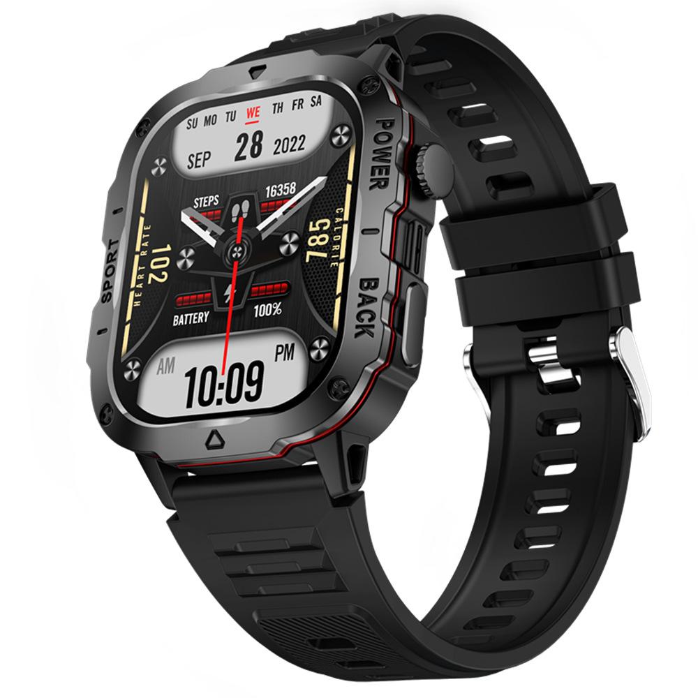 Смарт-часы в стиле милитари 2,01-дюймовый TFT-экран Отображение информации по SMS Воспроизведение музыки Спорт на открытом воздухе Фитнес GPS-трекер Здоровье Bluetooth-вызов Smartwatch